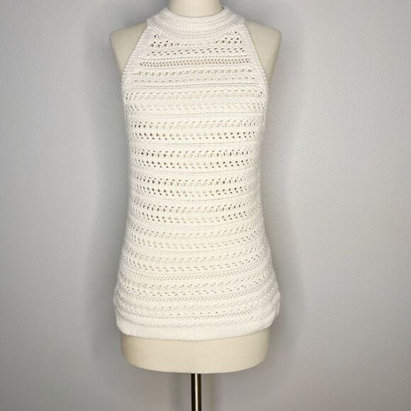 Banana Republic TAMRA COTTON SWEATER TANK Size Large Cream - Picture 6 of 9